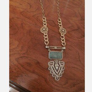 BAUBLEBAR Bold GREEN MARBLE PENDANT Rhinestone Statement Necklace